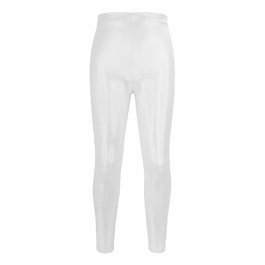 Calça legging infantil de dança metálica brilhante para inverno, ginástica, ioga, atlética, cintura alta