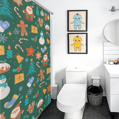 Rideau de douche de Noël en polyester lavable 183x183 cm - 3