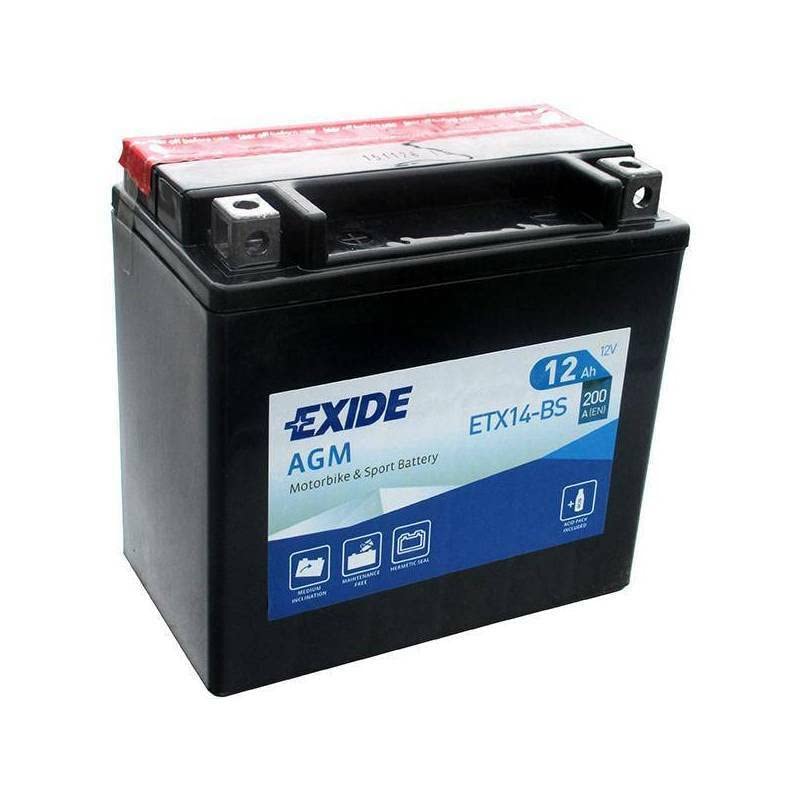EXIDE AGM ETX14-BS オートバイ バイク バッテリー - 密閉&作動 - YTX14BS