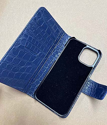 Coque à rabat Alligator iPhone 12 Pro en cuir élégant bleu avec porte-cartes - 2