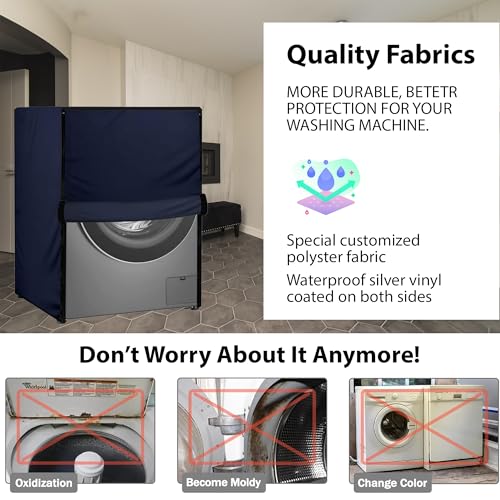 Image of Waterproof & Dustproof Top Front Load Washing Machine Cover for 6 kg 6.5 kg 7kg & 7.5 kg Compatible for IFB LG Samsung Whirlpool Bosch Haier | Siemensfor with Pipe Holes (Navy Blue)