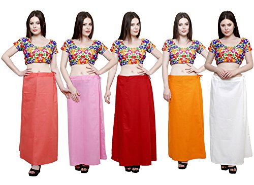 Image of Pistaa's combo of Women's Cotton Best Plain Solid Indian Readymade Inskirt Saree petticoats