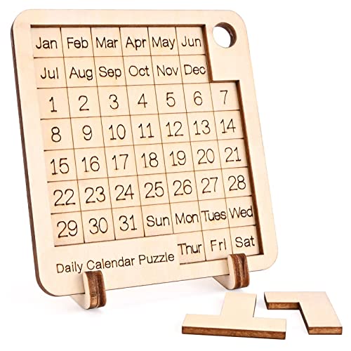 Wooden Daily Puzzle Calendar - 365 Days Brain Burning Jigsaw Puzzle Desk Calendar For 2023 Advent Everyday Logic Challenges Fun Games (S-3.54 * 3.93 In, White) #TOP2