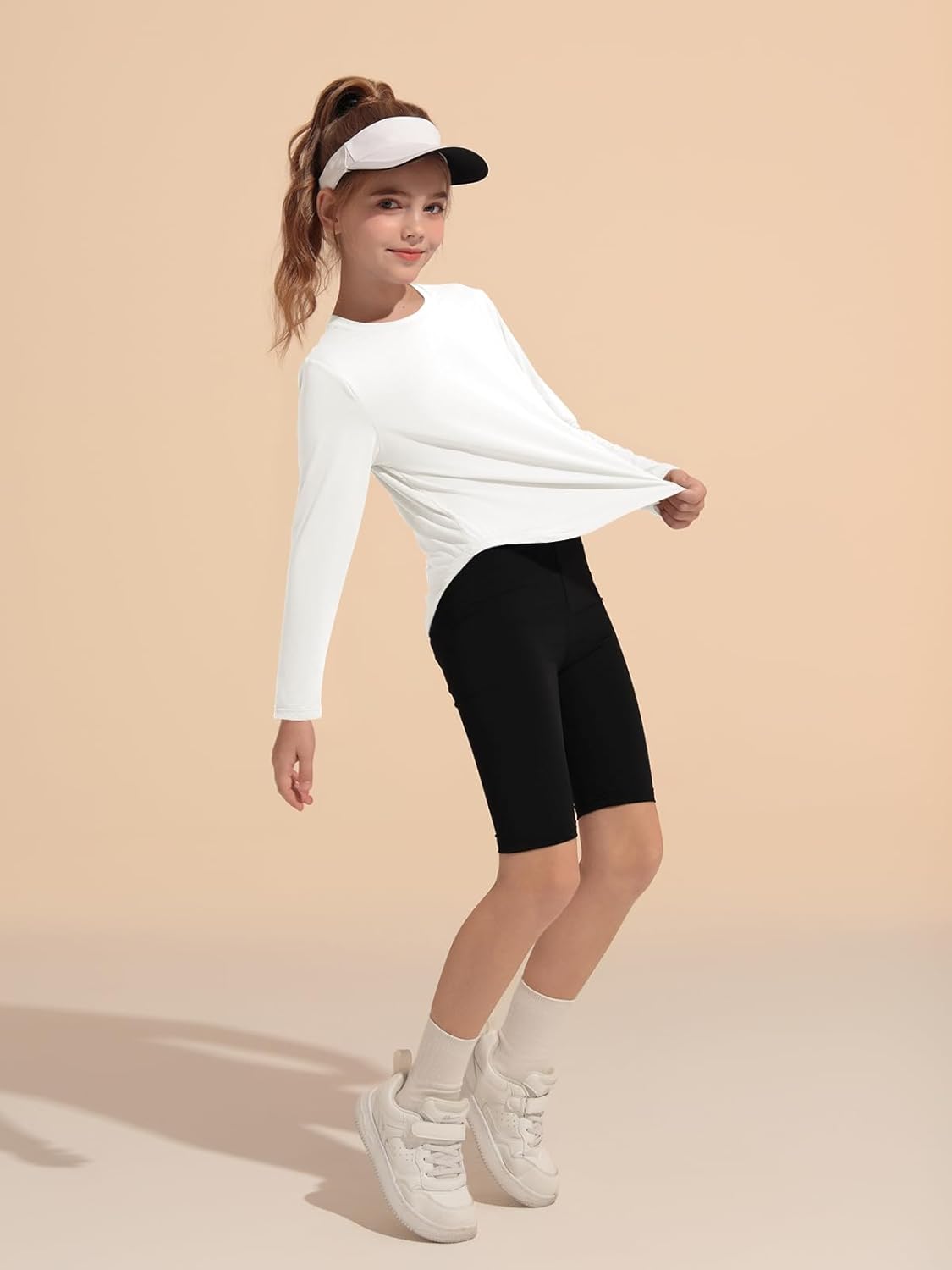 Haloumoning Girls Athletic Shirts Kids Long Sleeve Active Sports T Shirts Quick Dry Tunic Tops Basic Tees 5-14 Years - Image 4