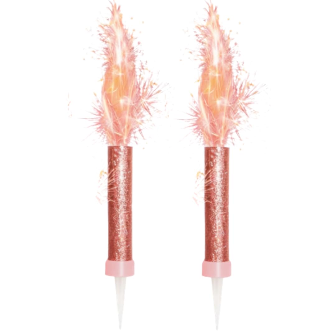 Ice Fountain Cake Sparkler Candles Birthday Cake Topper Firework Candles 15cm Indoor Sparkler Wedding Anniversary Party Decoration Colourful Cake Candles (Pink, 4 PCS) — view 15
