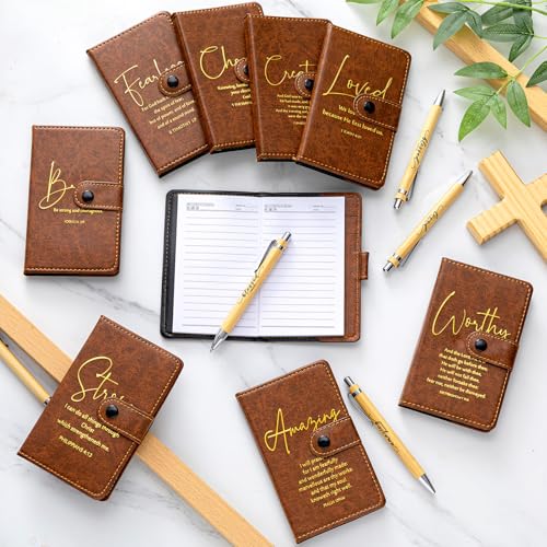 Cuadernos religiosos de cuero Spakon grabados con versículos bíblicos para regalo cristiano 5