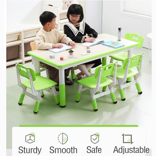 GarveeHome Kids Table and 6 Chair Set - Height Adjustable, Multifunctional Desk, Ergonomically Designed Chairs, Max 300 LBS, for Ages 2-10, Classroom, Daycares, Home by GarveeHome - Image 7