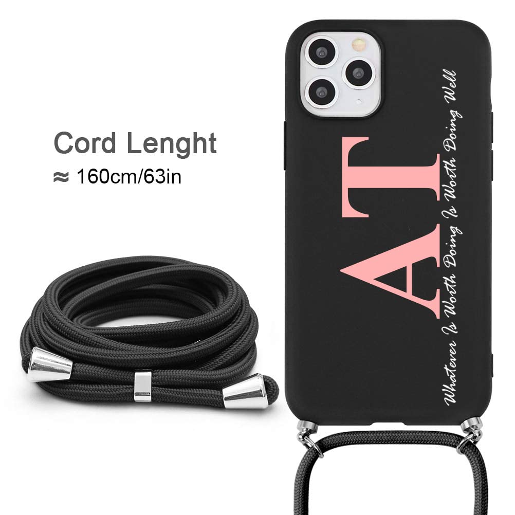 Pnakqil Coque Personnalisable Cordon Pour Apple IPhone 13 6.1​",Personnalisée Housse Première écriture Nom Texte Étuis Crossbody Antichoc Avec Laniere Custom Collier Cover,Beige