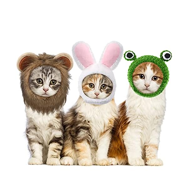 3 pieces cat hat cat costume adjustable pet headwear cat bunny hat with rabbit ears kitten hat dog cosplay cap for kitten halloween party birthday theme party photo prop (basic style)