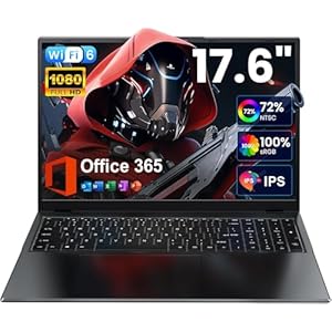 jumper Laptop de 17.6 pulgadas, Office 365 de 1 año, computadora portátil con 16 GB de RAM, SSD de 512 GB + 128 GB de almacenamiento, portátil Windows 11, procesador Celeron N5095, pantalla FHD 100%