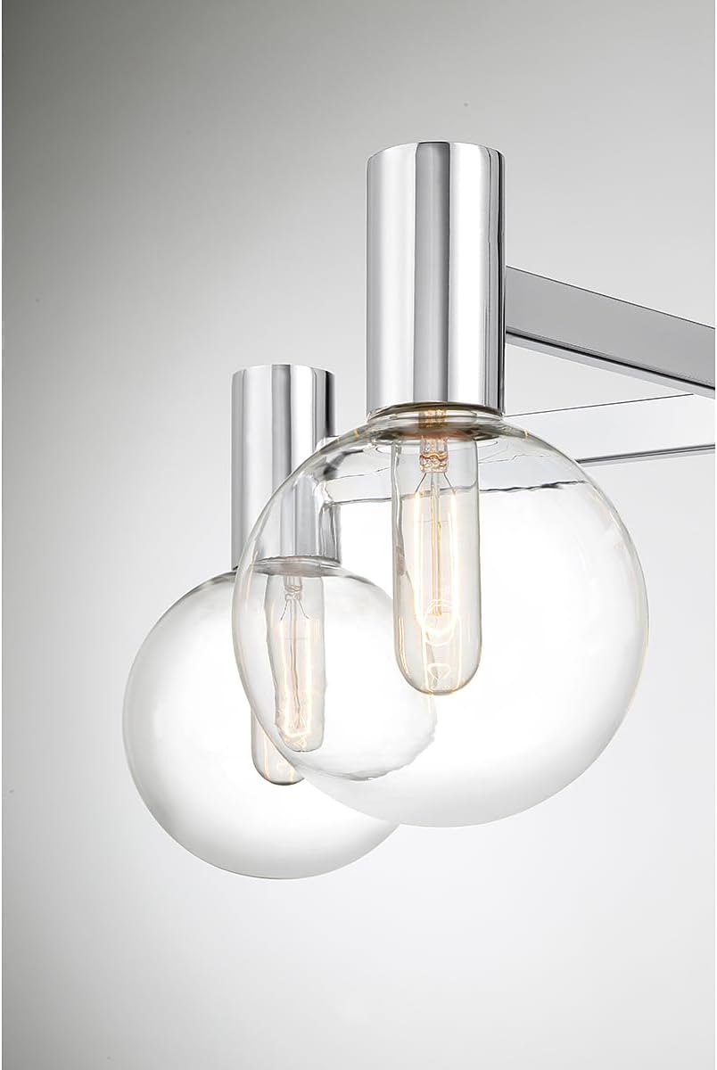 Savoy House 1-3073-5-11 Wright Modern Vintage Clear Glass Orb Chandelier, 5-Light 300 Total Watts, 10" H x 28" W, Chrome