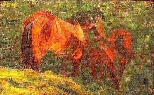 Peinture poster de Marc de style petite étude de cheval pour art mural 60x90cm