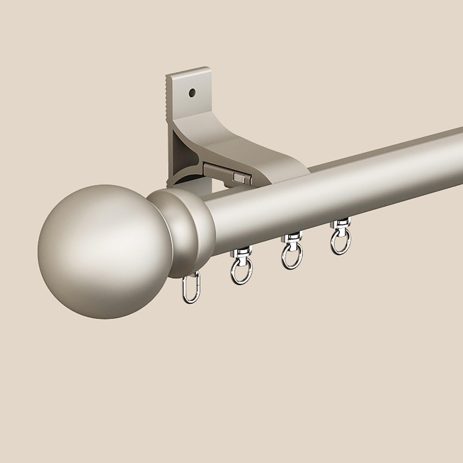 Aluminiowy karnisz jednotorowy montowany na ścianie – 175 cm, idealny do dzielenia pomieszczeń w salonie, sypialni, biurze i szpitalu, elegancka okrągła konstrukcja