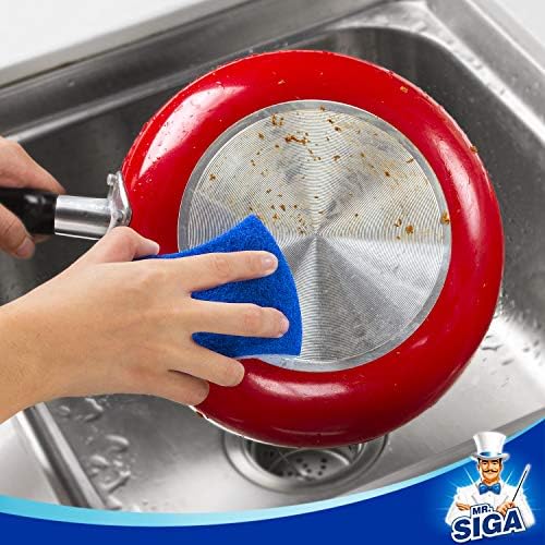 MR.SIGA Non-Scratch Cellulose Scrub Sponge, Dual-Sided Dishwashing Sponge for Kitchen, 12 Pack