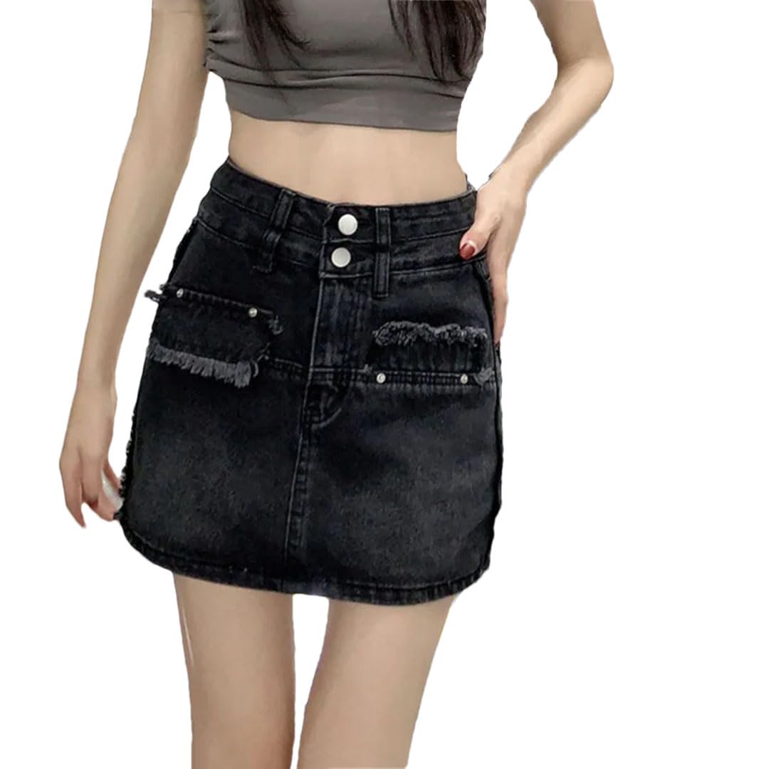 Adhdyuud Gonna da donna in denim con bordo grezzo Y2k sexy jeans skorts vintage casual minigonna