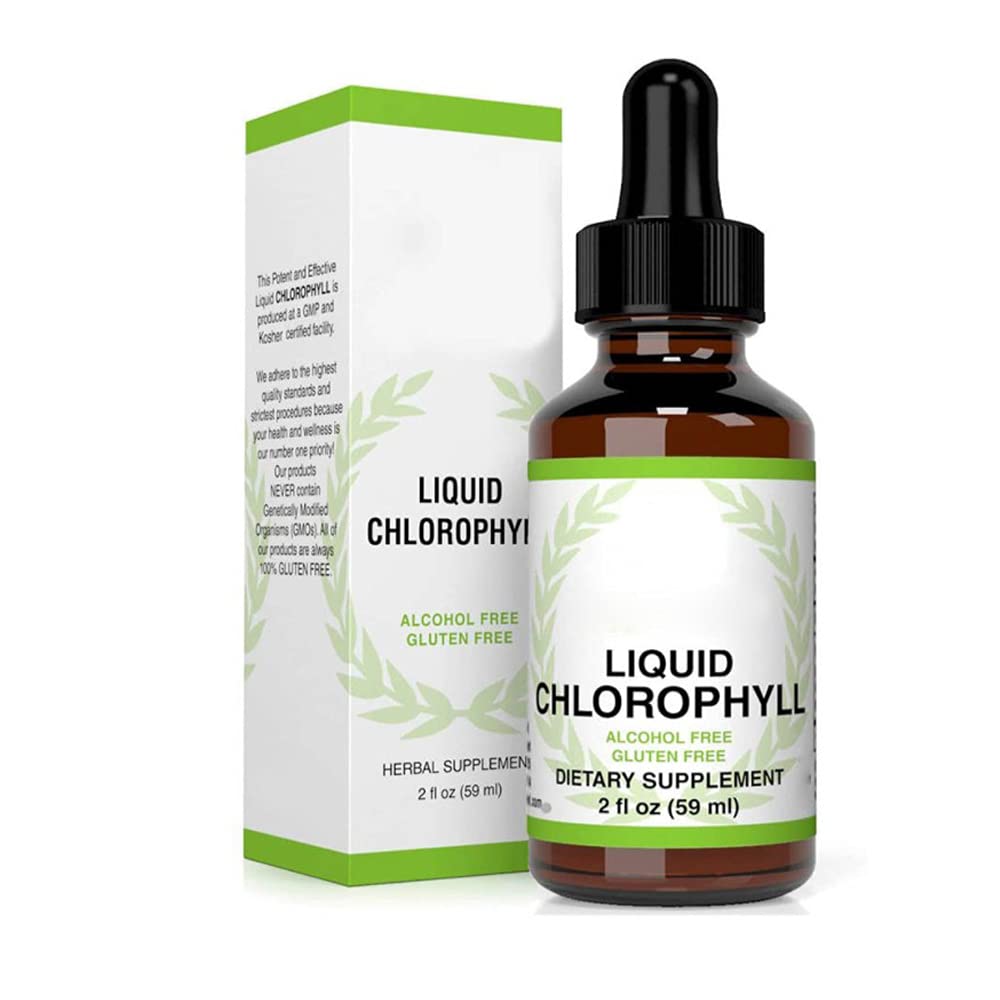 Liquid Chlorophyll Drops-Dietary Supplement| 2 Fl Oz| All-Natural & Organic, Mint Flavor, Vegan & Non-GMO, Energy Boost, Cleansing Action, Bad Breath & Body Odor Prevention (1 Bottle)