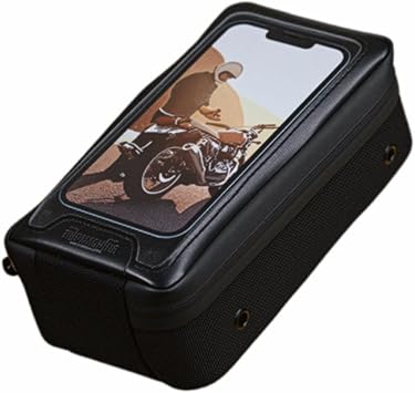 Trip Machine Magnetic Motorcycle Tank Bag Waterproof Universal Fuel Tank Bag with Touchscreen Phone/GPS Window, 6 Strong Magnets, YKK Zipper, Anti-Slip Base Black