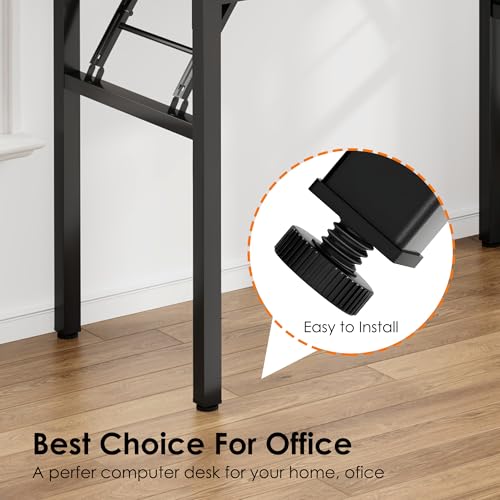 Image of Need Office Computer Desk 35.8 Inch Sturdy Folding Laptop Table Black