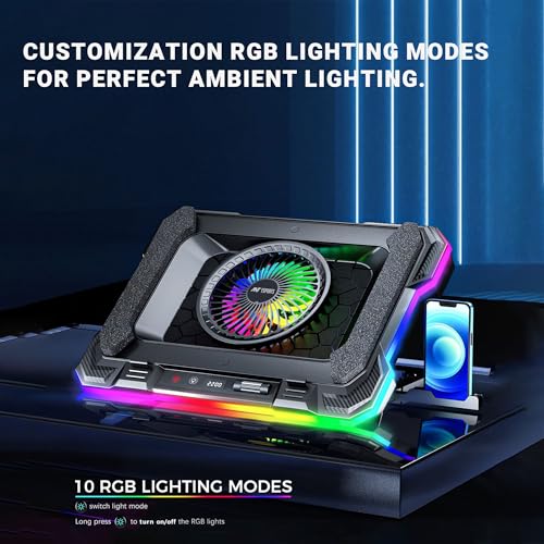 Ant Esports NC320 RGB Gaming Laptop Cooling Pad, Rapid Cooling Laptop Stand with 1*140MM Quite Fan with RPM Controller, Smart and OneTouch Display... - Image 4