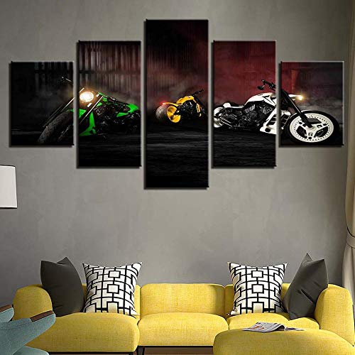 Tableau moto 5 pièces impression sur toile moderne pour salon - 4