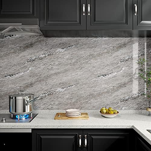 VaryPaper Peel and Stick Grey Marble Wallpaper 40cmx200cm Removable