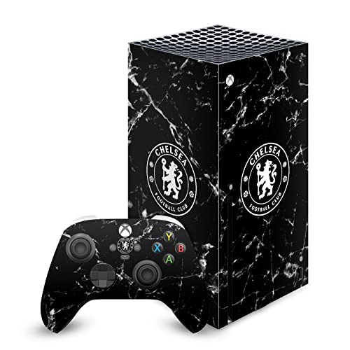 Skin Xbox Series X Chelsea FC en Vinyle Marbre Noir de Qualité Premium par Head Case Designs