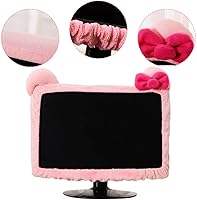 Vista 2 de 2 fundas elásticas kawaii para monitor, orejas de gato, color rosa, a prueba de polvo para PC, TV, laptop (17 a 24 pulgadas)