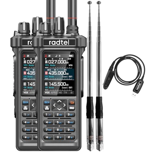 Radioaficionado Radtel RT-950 Pro, GPS/APRS, walkie-Talkie de 10 W, Radio portátil de Largo Alcance, Am/FM/CB/SW, Bluetooth (con Antena*2, Cable de programación)