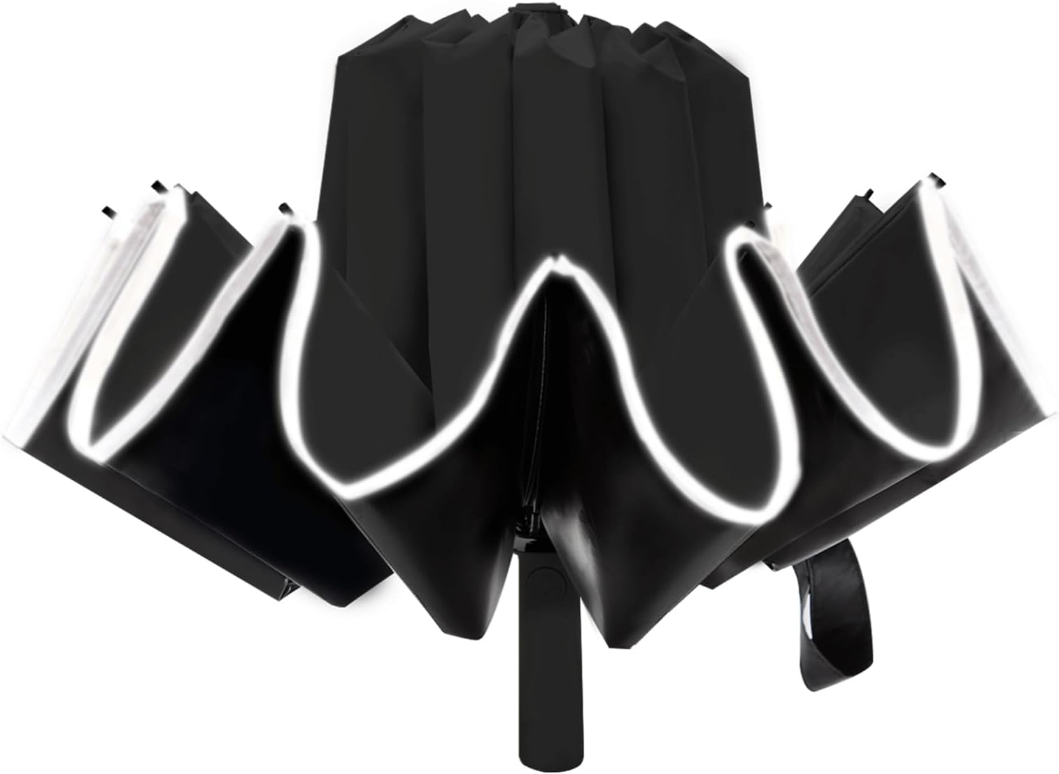 LantusireLantusire Large Double-Ribs Umbrella with Reflective Strips, Automatic Reverse Folding Umbrella