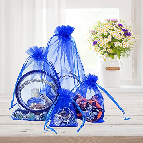 Image of Dealglad 50pcs Drawstring Organza Jewelry Candy Pouch Christmas Wedding Party Favor Gift Bags (5x7, Royal Blue)