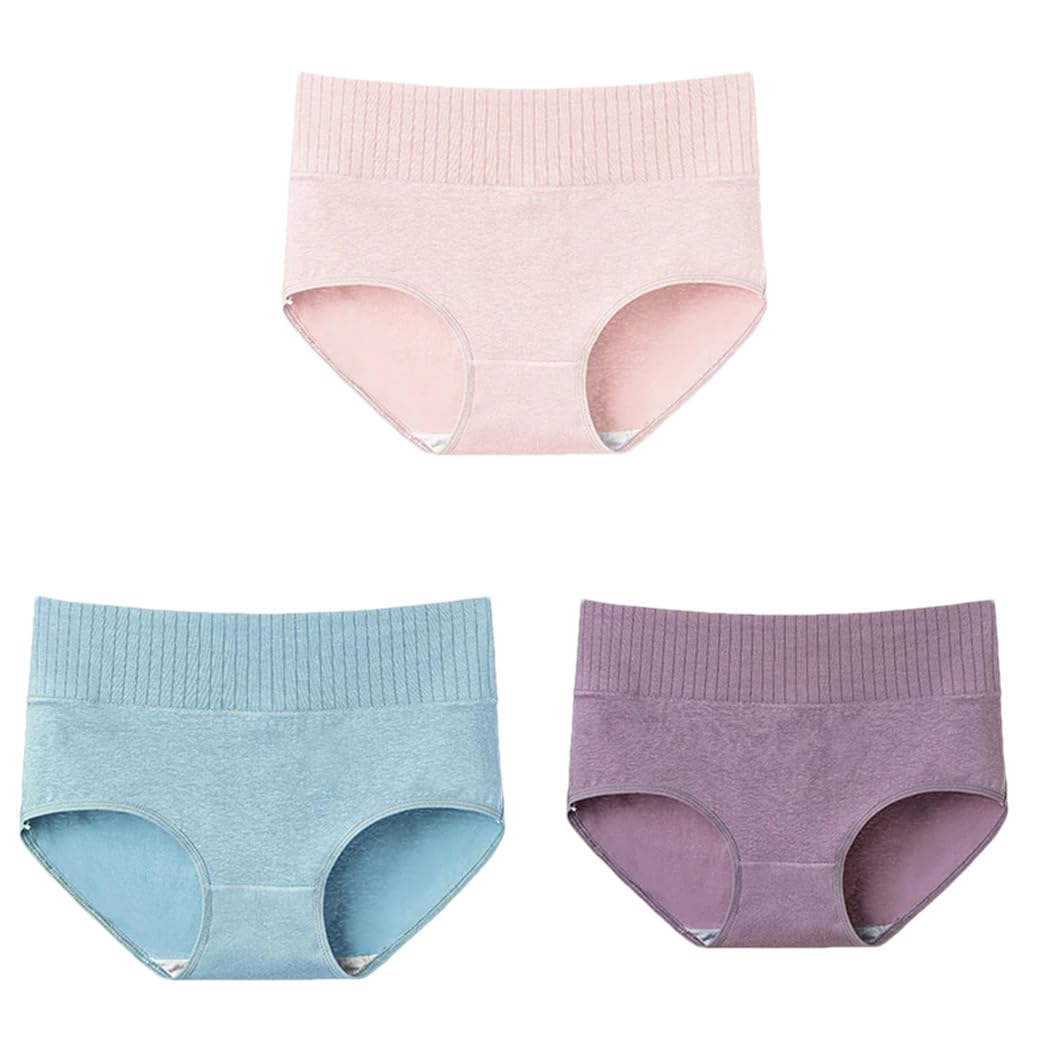 Mutandine da donna 3 pezzi biancheria intima in cotone tinta unita slip a vita alta traspirante senza cuciture mutande morbide