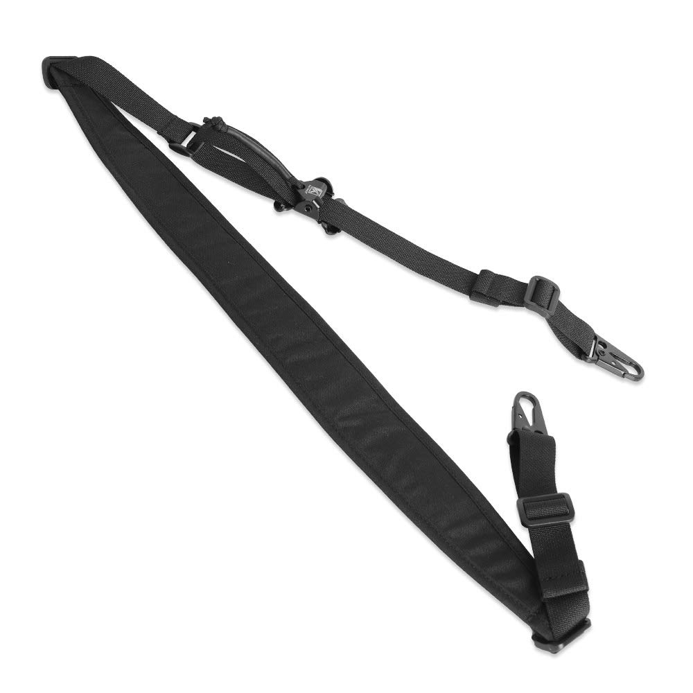Taktischer 1/3-Punkt Gewehrriemen,Einstellbare Flexible Schnellspanner Gewehr Sling Riemen mit Metallhaken für Outdoor-Sportarten (Schwarz)