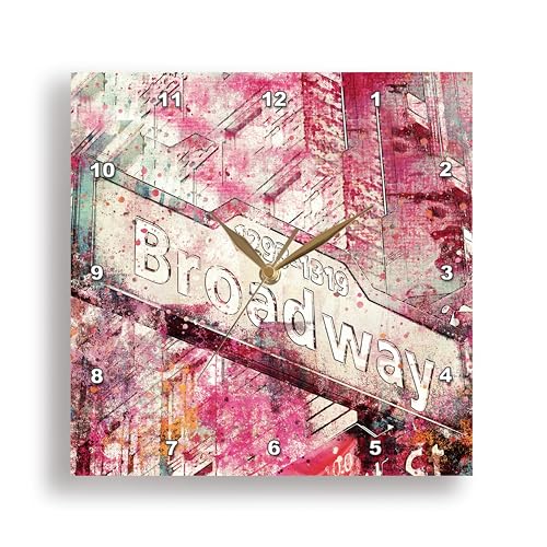 Reloj de pared analógico cuadrado 13x13 in aluminio rosa