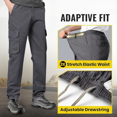 Adorlina Flex Cargo Pants for Men, Flexrover - Ultra Comfort Flex Fit Multi-Pocket Durable Pants, Casual Pant2