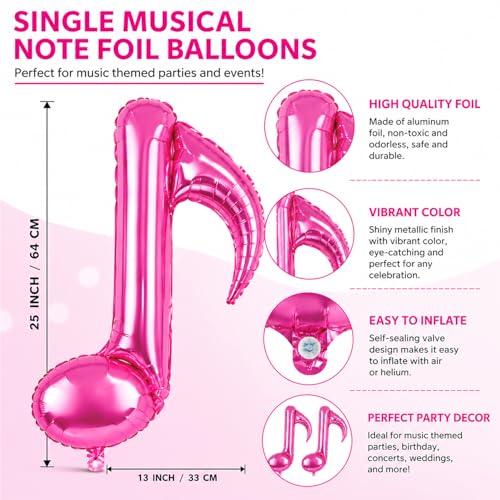 Image of Rozi Decoration Music Theme Foil Balloon Set with Guitar, Musical Notes, Heart & Disco Balloons, 10 Pcs Party Decoration Kit for Birthday Celebration & Music Theme Party