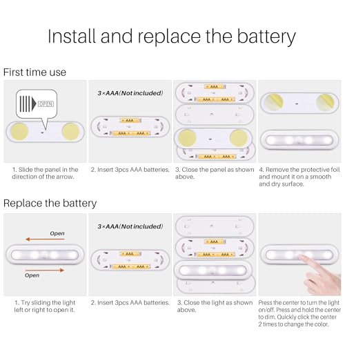 Image of STAR-SPANGLED 7 inch Dimmable LED Stick on Push Tap Lights AAA Battery, 3 Pack