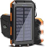 Lightweight Solar Charger, 30000mAh Portable Waterproof, Power Bank Dual 2.1A USB Outputs/LED Flashlights and Compass, Electronic Devices, Huge Capacity for iPhone Android