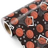 WRAPAHOLIC Basketball Wrapping Paper - Mini Roll - 17 Inch x 9.8 Feet - Classic Basketball Sports Wrapping Paper Perfect for Birthday, Basketball Lover, Sports Party