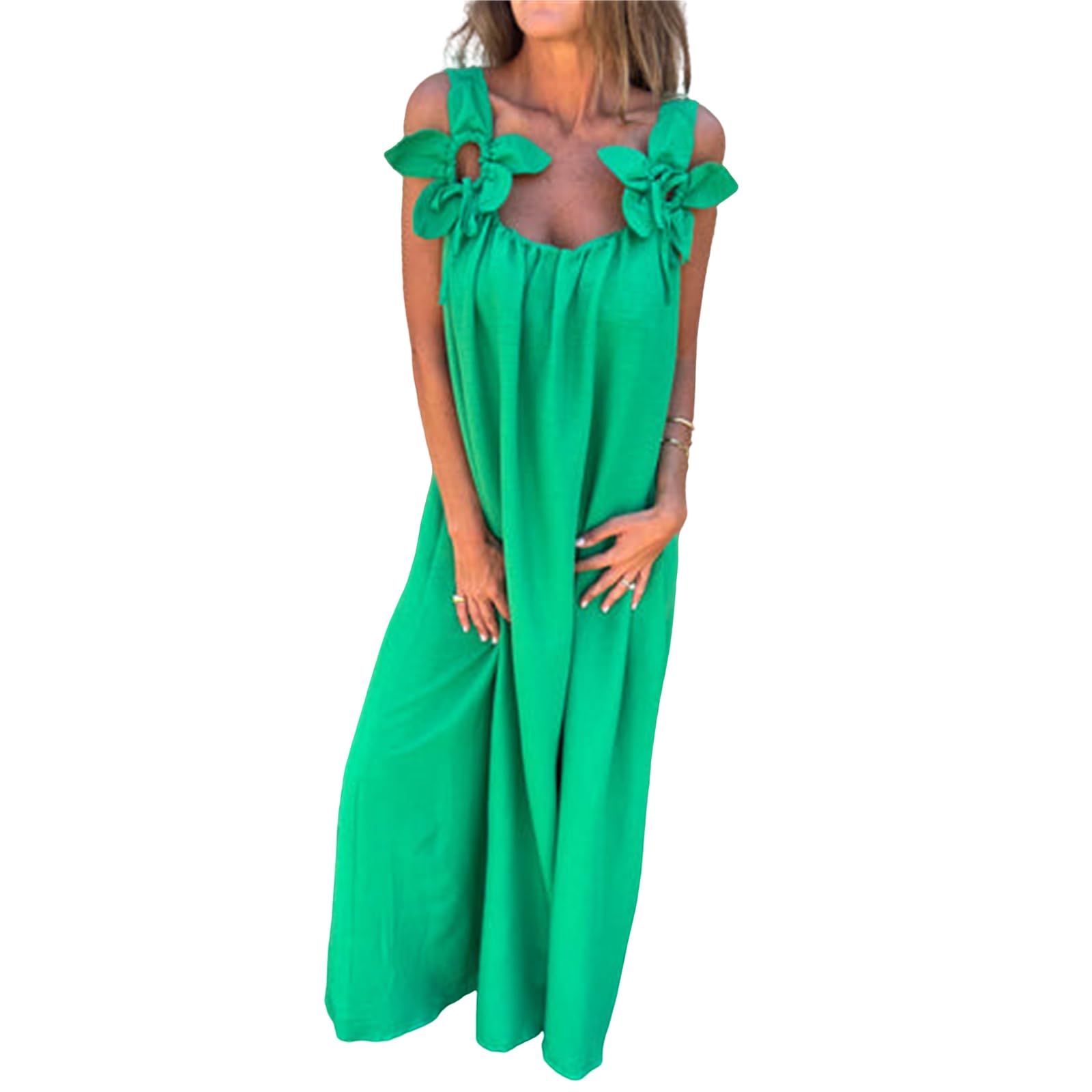 Women Dressy Maxi Dress Casual Sleeveless A Line Loose Backless Dresses Summer Swing Flowy Guest Wedding Long Dress