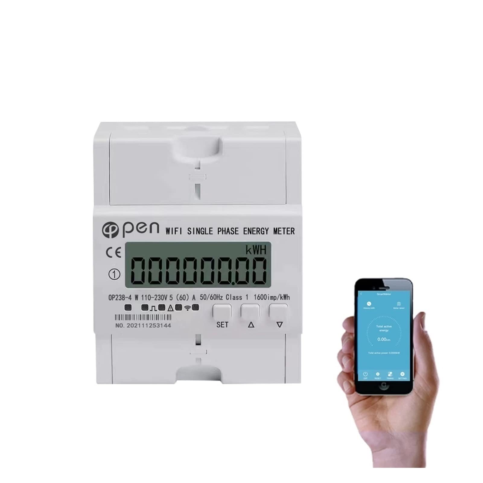 lxxiulirzeu Energy Meter Single Phase Din Rail WIFI Smart Energy Meter Kwh Over And Under Voltage Current Protection RS485 for Battery Monitoring