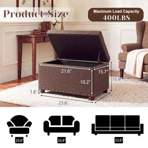 Image of Joveco 24 inch Ottoman with Storage,Fabric Tufted Storage Ottoman with Legs