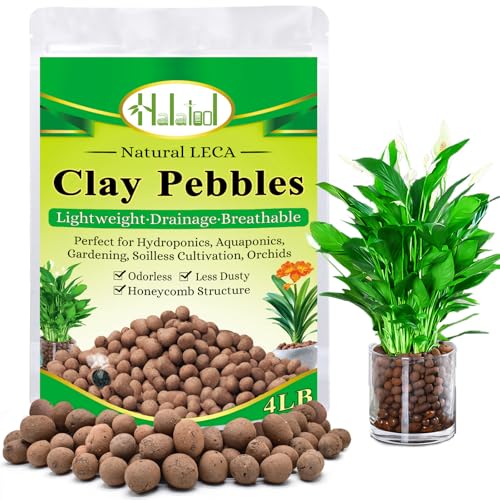 Halatool 4LB Leca Clay Pebbles for Plants 4mm-16mm Lightweight Clay Balls Hydro Balls for Aquarium Potted Plants Hydroponic Growing Gardening Orchids Drainage Decoration Aquaponics