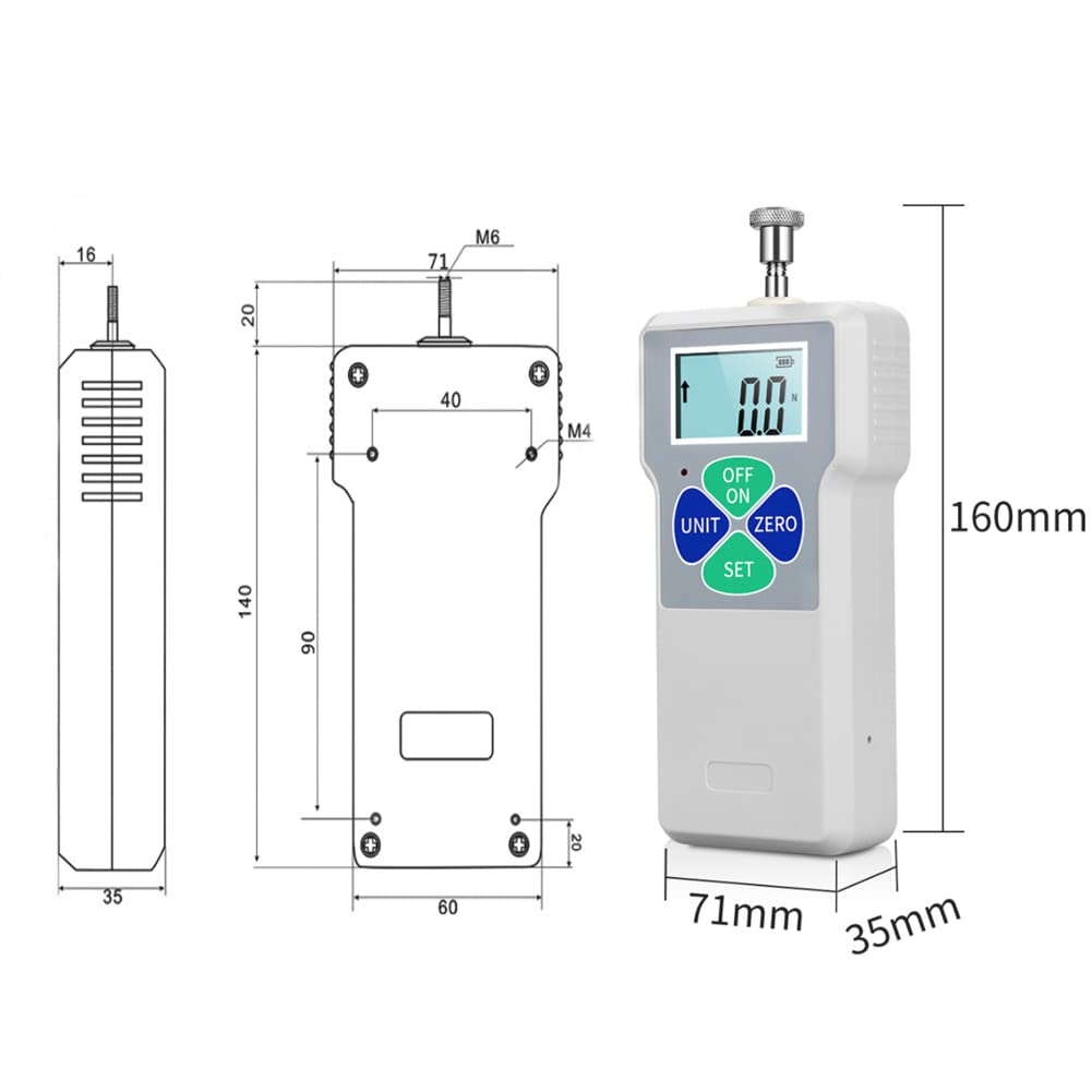 Misuratore di display LCD SF-500 Misuratore portatile di spinta e trazione Misuratore di digitale 500N 100-240 V Protezione sovraccarico(EU Plug)
