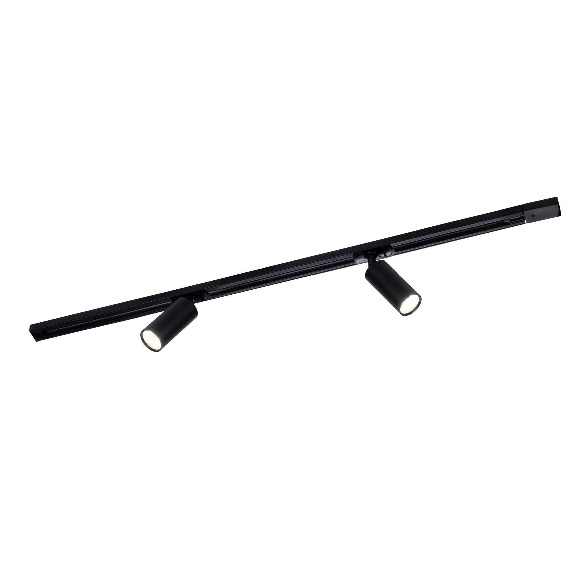 Ledvion - Track Lighting, 1m, 1-Phase, Without GU10 Light Source, Black, 2 Spotlights, Ceiling Lights, gu10 led Bulbs, Kitchen Lights Ceiling, Extendable & Flexible