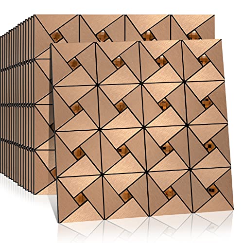 Midcard 8-Sheet Peelable Backsplash Metal Mosaic Tiles, Kitchen Wall Decor With Aluminum Panels, Copper Pinwheel And Glass Mix. #TOP14