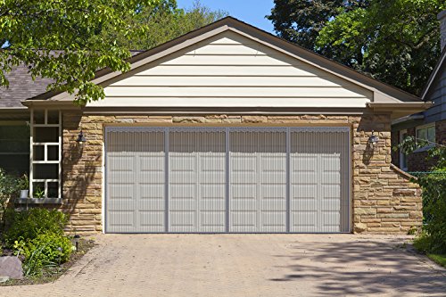 Liveinu Magnetic Garage Door Screen 2 Car Screen Door for Single or Double Garage with Upgraded Hook & Loop Install Magnetic Closure 9 Ft x 7 Ft (W x H) Grey