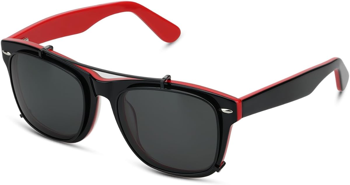 Polarized Clip-On Sunglasses for Men & Women – UV400, Square Vintage Style with Acetate Frame & Gold Metal Rim