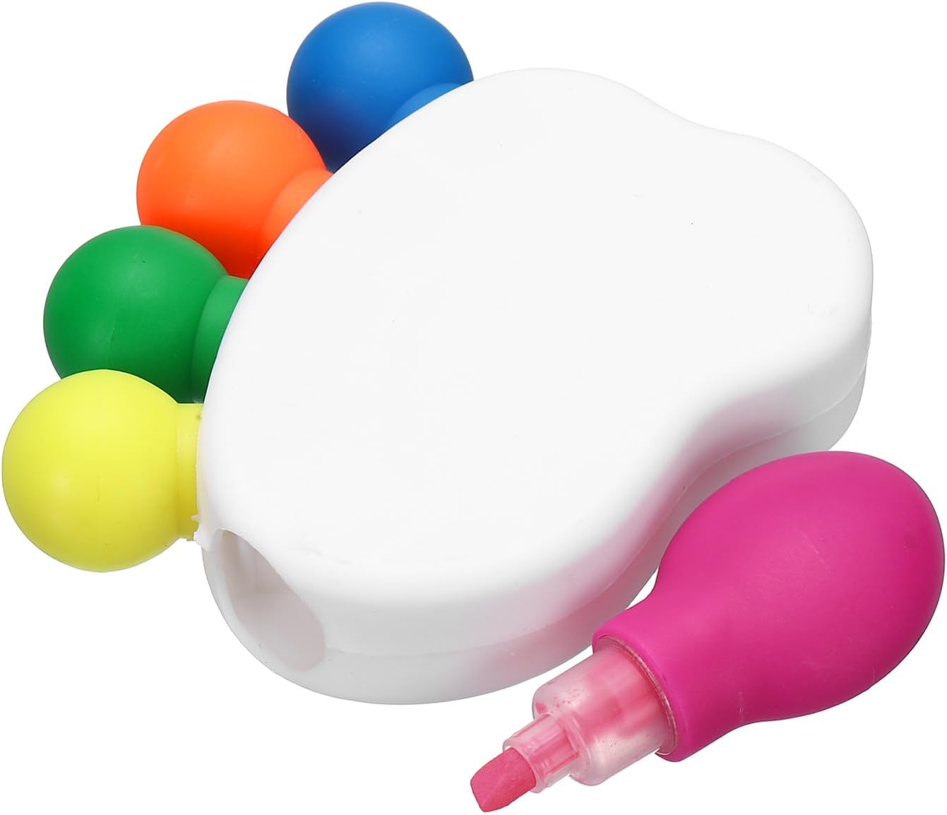 PATIKIL 5 Colored Highlighter Pen, Five-colors Feet Shaped Highlighter Multiple Color Cute Fun Fluorescent Assorted Colors for Class, Note-Taking, Rose Red/Yellow/Green/Orange/Blue