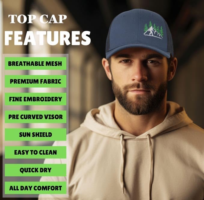 SHOHELL Bigfoot Trucker Hat - Baseball Cap for Men & Women, Adjustable Snapback Hat with Mesh Back, Fishing & Golf Hat - Image 4