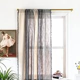 Deeprove Boho Curtains 84 Inches Long, Bohemian Window Treatment Patchwork Drape Handmade Tassels, R